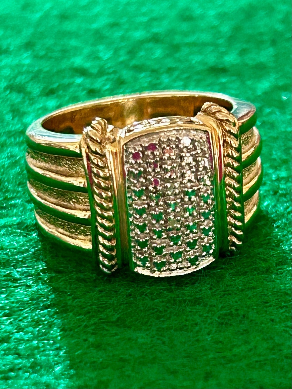 Gold Multi-Row Pavé Ring